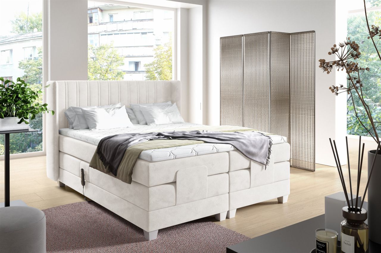 Boxspringbett Elektrisch Bett MAGNUS 200x200cm in Stoff Salvador Beige Boxspringbett Elektrisch Bett MAGNUS 200x200cm in Stoff Salvador Beige von Fun Möbel