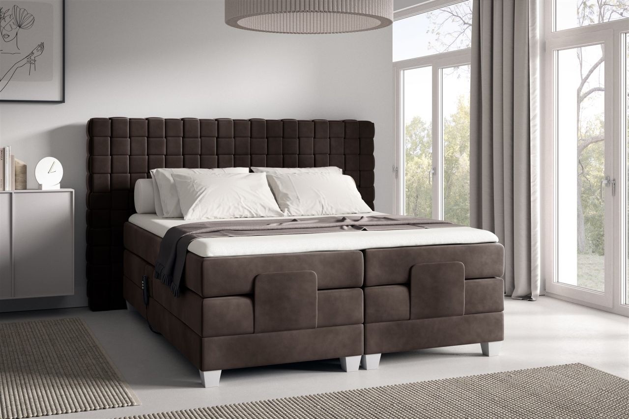 Boxspringbett Elektrisch Bett VIDAL 200x200cm in Stoff Fresh Dunkelbraun Boxspringbett Elektrisch Bett VIDAL 200x200cm in Stoff Fresh Dunkelbraun von Fun Möbel