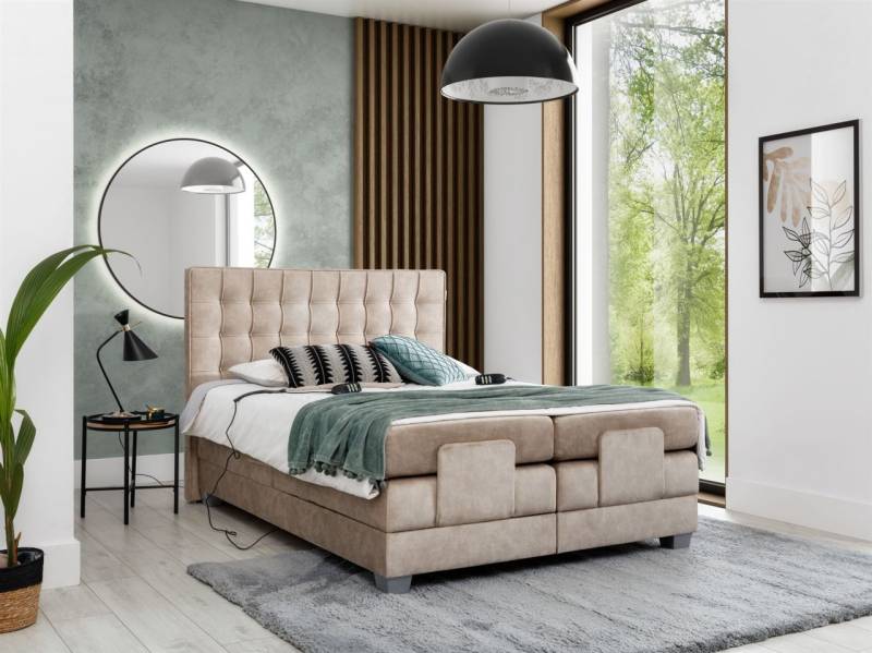 Boxspringbett Elektrisch Schlafzimmerbett MAXIMA 200x200cm in Stoff Beige Boxspringbett Elektrisch Schlafzimmerbett MAXIMA 200x200cm in Stoff Beige von Fun Moebel