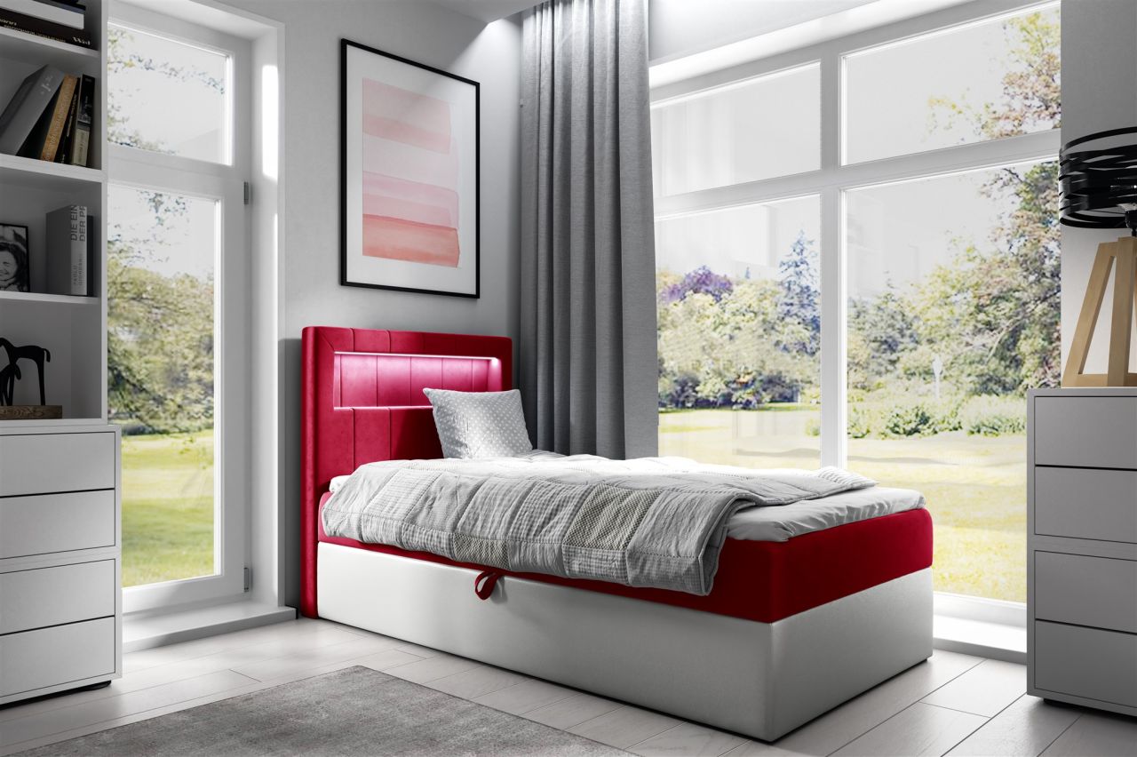 Boxspringbett Gästebett Kinderbett FABIAN Nr.1 80x200cm Weiss-Rot Boxspringbett Gästebett Kinderbett FABIAN Nr.1 80x200cm Weiss-Rot von Fun Möbel