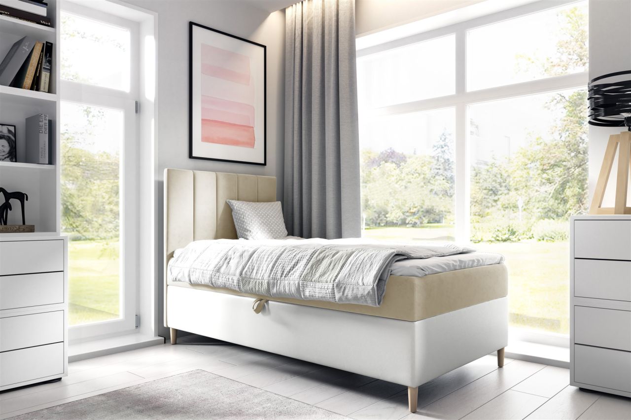 Boxspringbett Gästebett Kinderbett HELVI Nr.1 80x200cm Weiss-Beige Boxspringbett Gästebett Kinderbett HELVI Nr.1 80x200cm Weiss-Beige von Fun Möbel