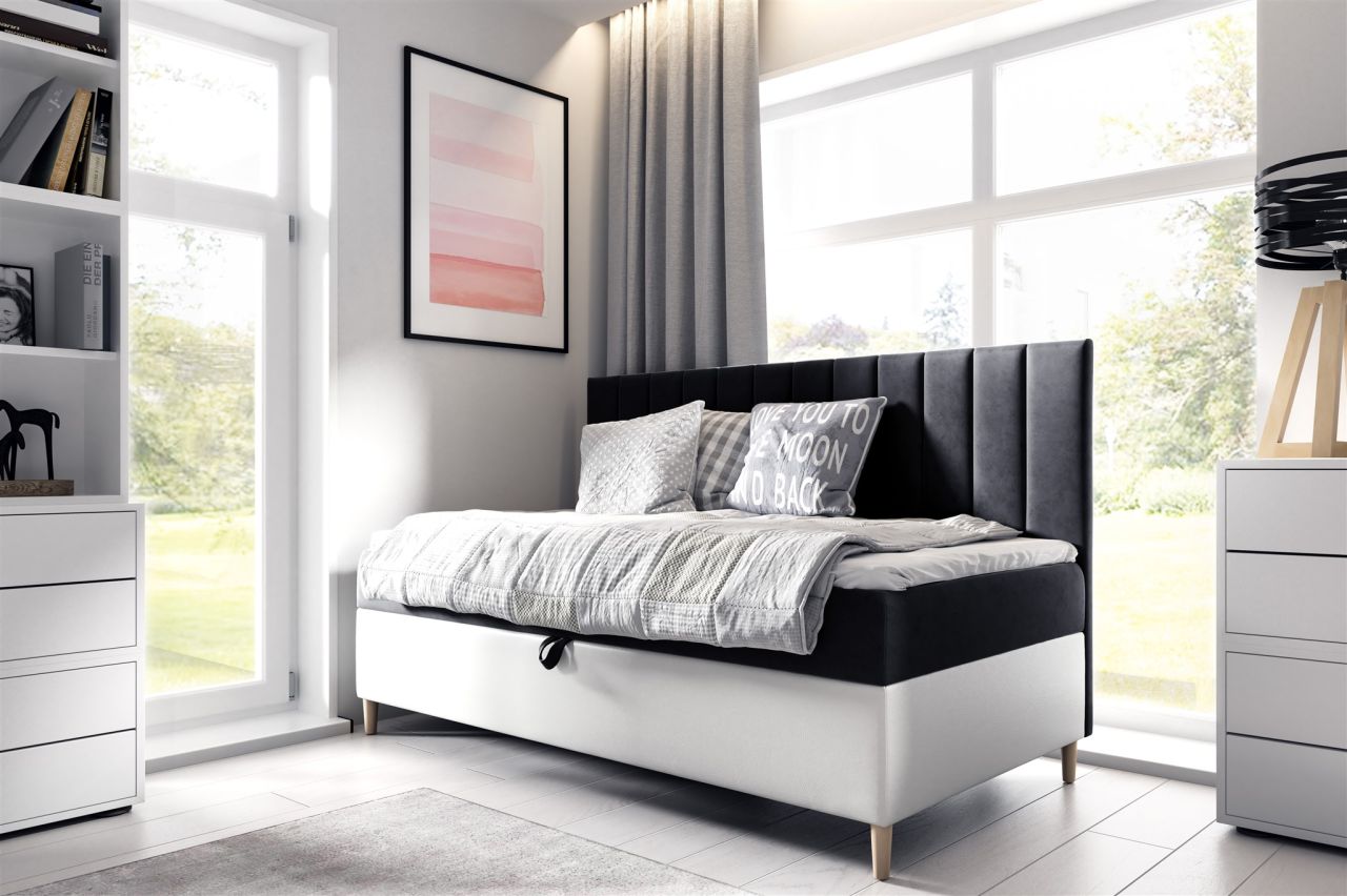 Boxspringbett Gästebett Kinderbett HELVI Nr.2 90x200cm Weiss-Schwarz Boxspringbett Gästebett Kinderbett HELVI Nr.2 90x200cm Weiss-Schwarz von Fun Möbel