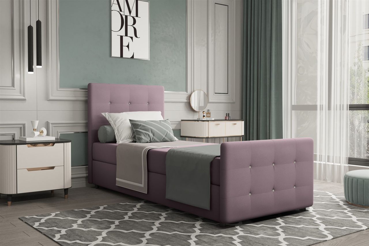Boxspringbett Gästebett MARKOS 90x200cm Bettkasten Seite Links Stoff Violett Boxspringbett Gästebett MARKOS 90x200cm Bettkasten Seite Links Stoff Violett von Fun Möbel