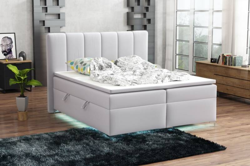 Boxspringbett Schlafzimmerbett ANGEL 200x200cm inkl.Bettkasten/ LED von Fun Moebel