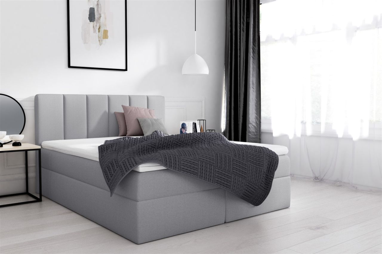 Boxspringbett Schlafzimmerbett ARIA 160x200cm in Stoff Inari inkl. Bettkasten von Fun Möbel