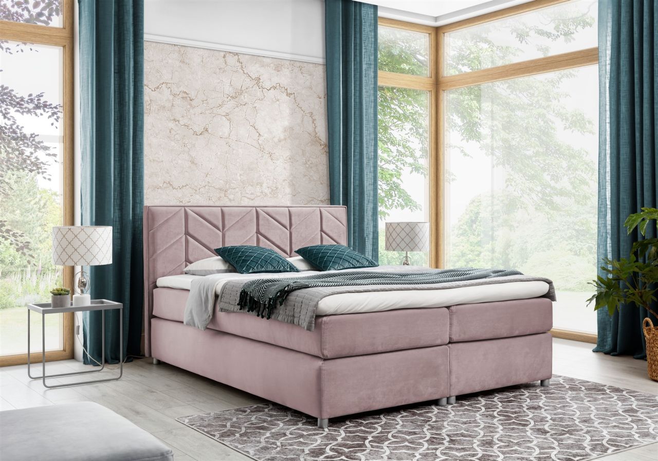 Boxspringbett Schlafzimmerbett Bett BARTOLO DELUX Stoff Altrosa 160x200cm Boxspringbett Schlafzimmerbett Bett BARTOLO DELUX Stoff Altrosa 160x200cm von Fun-Möbel