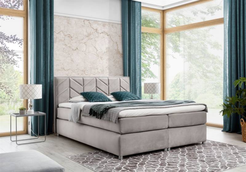 Boxspringbett Schlafzimmerbett Bett BARTOLO DELUX Stoff Cappuccino 160x200cm von Fun-Möbel