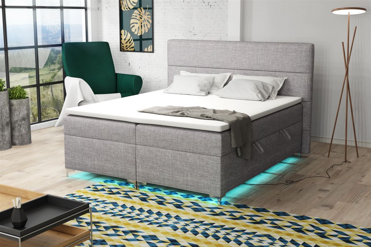 Boxspringbett Schlafzimmerbett CANELA 200x200cm inkl.Bettkasten/ LED Boxspringbett Schlafzimmerbett CANELA 200x200cm inkl.Bettkasten/ LED von Fun Moebel