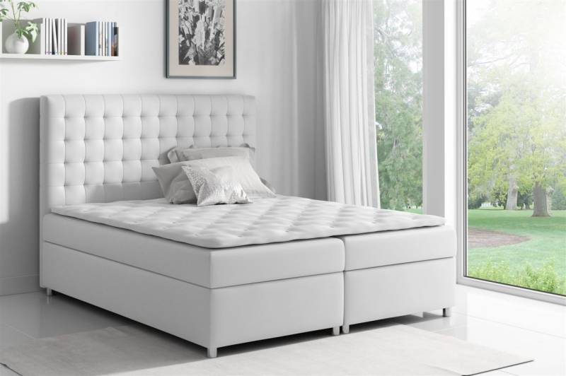 Boxspringbett Schlafzimmerbett CARIN Kunstleder Weiss 120x200cm von Fun Moebel