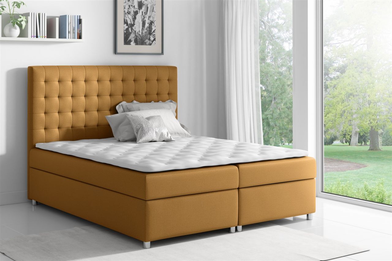 Boxspringbett Schlafzimmerbett CARIN Polyesterstoff Ockergelb 120x200cm Boxspringbett Schlafzimmerbett CARIN Polyesterstoff Ockergelb 120x200cm von Fun Moebel