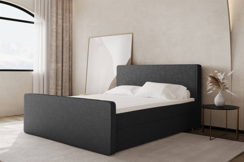 Boxspringbett Schlafzimmerbett CELES 200x220cm Stoff Ascot Graphit von Fun Moebel