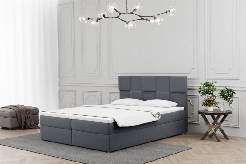 Boxspringbett Schlafzimmerbett JOLIE 120x220cm in Stoff Matt Velvet Dunkelgrau von Fun Moebel