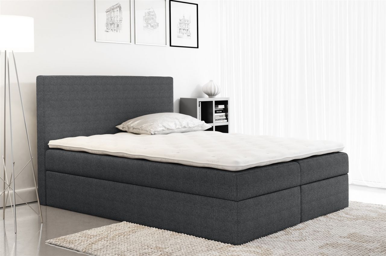 Boxspringbett Schlafzimmerbett KELIS Webstoff Grau 120x200cm von Fun Moebel