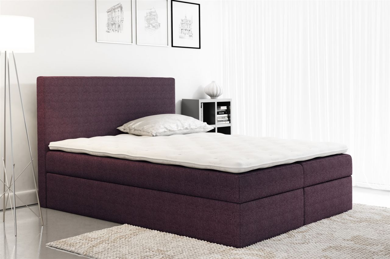 Boxspringbett Schlafzimmerbett KELIS Webstoff Violett 120x200cm von Fun Moebel