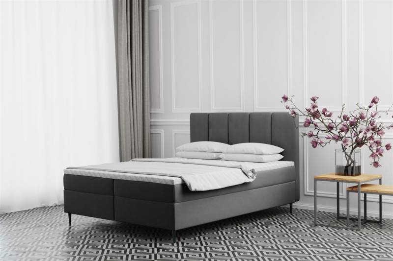 Boxspringbett Schlafzimmerbett MARAL 200x200cm in Stoff Monolith Dunkelgrau von Fun Moebel