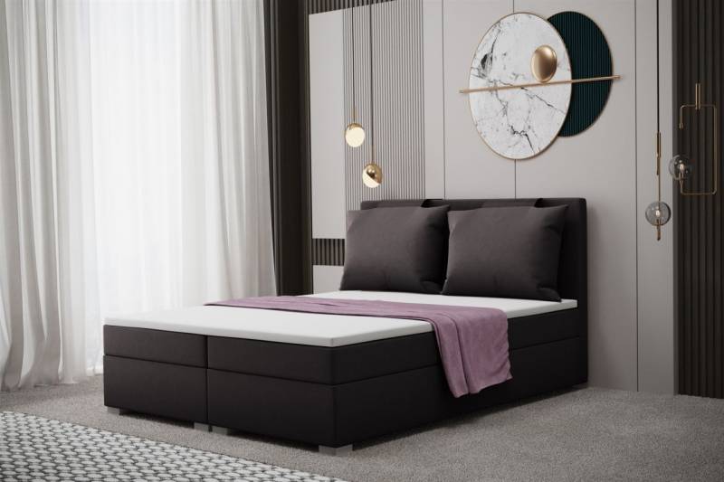 Boxspringbett Schlafzimmerbett MATRO 120x200cm in Stoff Soro Zinn von Fun Moebel
