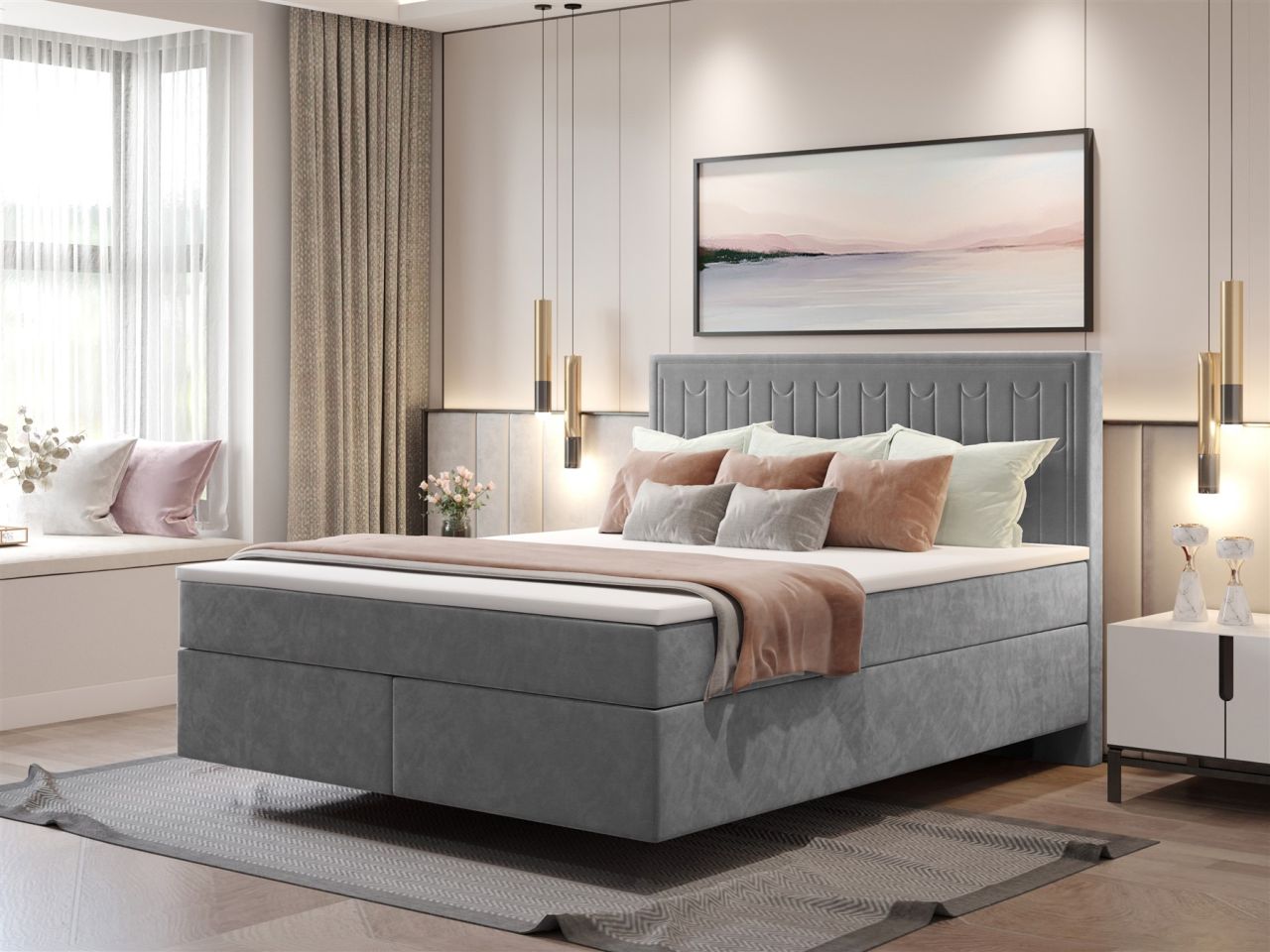 Boxspringbett Schlafzimmerbett ROCIO Nr.1 Premium 120x200cm in Stoff Dunkelgrau Boxspringbett Schlafzimmerbett ROCIO Nr.1 Premium 120x200cm in Stoff Dunkelgrau von Fun Moebel