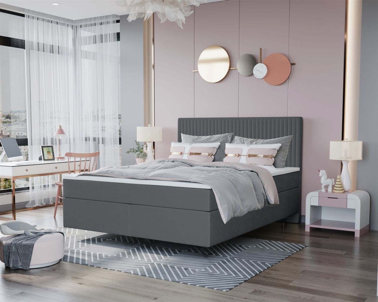 Boxspringbett Schlafzimmerbett ROCIO Nr.2 Delux 120x200cm in Stoff Anthrazit Boxspringbett Schlafzimmerbett ROCIO Nr.2 Delux 120x200cm in Stoff Anthrazit von Fun Moebel