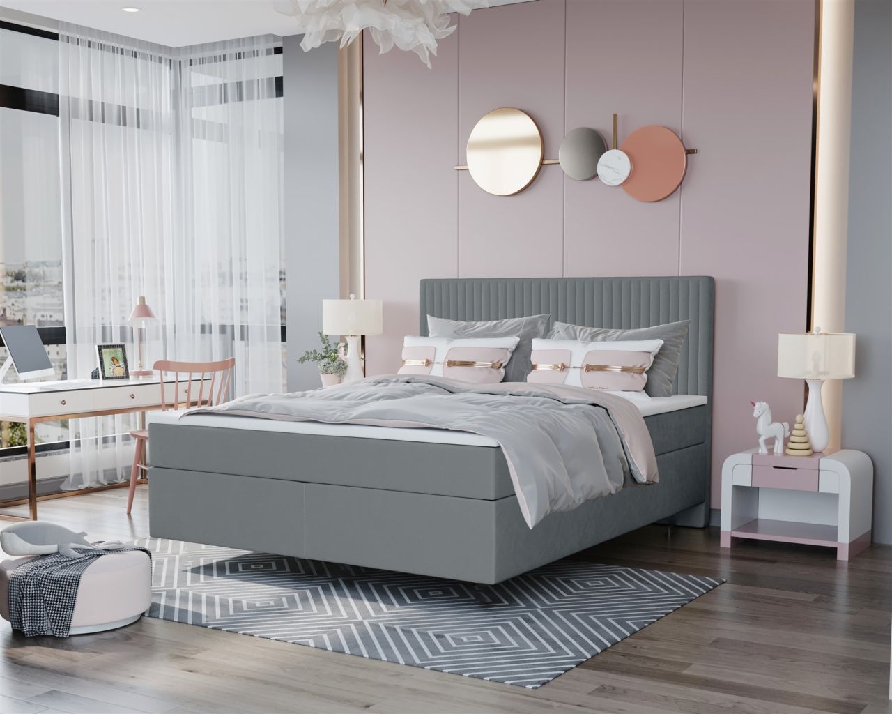 Boxspringbett Schlafzimmerbett ROCIO Nr.2 Delux 120x200cm in Stoff Grau Boxspringbett Schlafzimmerbett ROCIO Nr.2 Delux 120x200cm in Stoff Grau von Fun Moebel