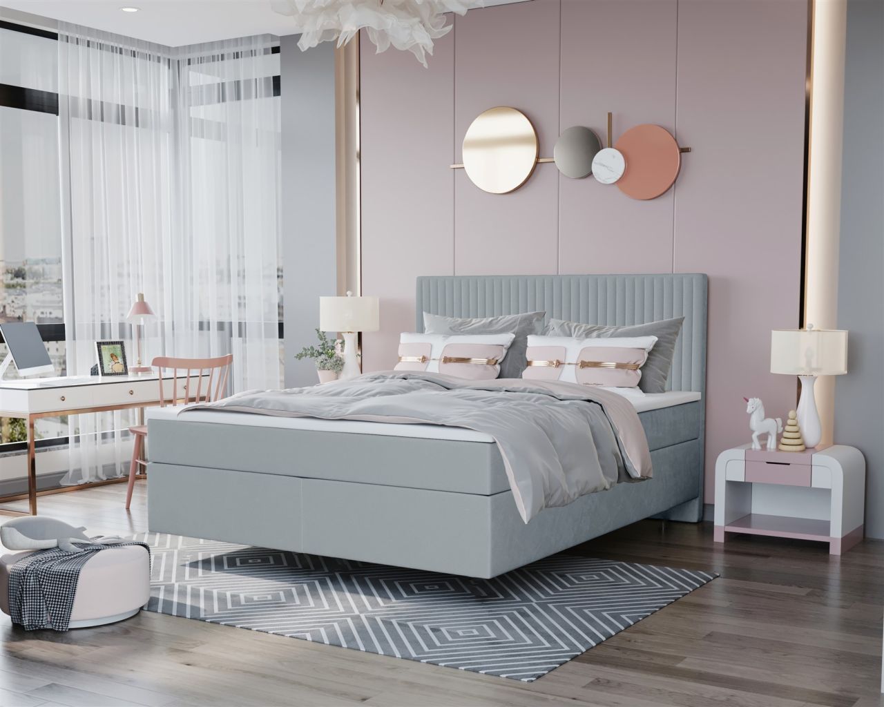 Boxspringbett Schlafzimmerbett ROCIO Nr.2 Delux 120x200cm in Stoff Hellgrau Boxspringbett Schlafzimmerbett ROCIO Nr.2 Delux 120x200cm in Stoff Hellgrau von Fun Moebel