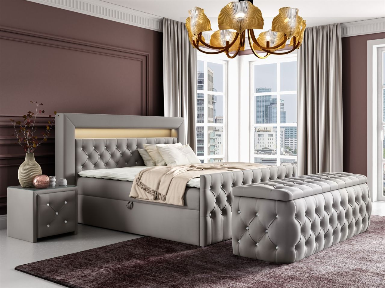Boxspringbett Schlafzimmerbett SEVRA Nr.4 180x200cm in Elisa Velvet Hellgrau Boxspringbett Schlafzimmerbett SEVRA Nr.4 180x200cm in Elisa Velvet Hellgrau von Fun Möbel
