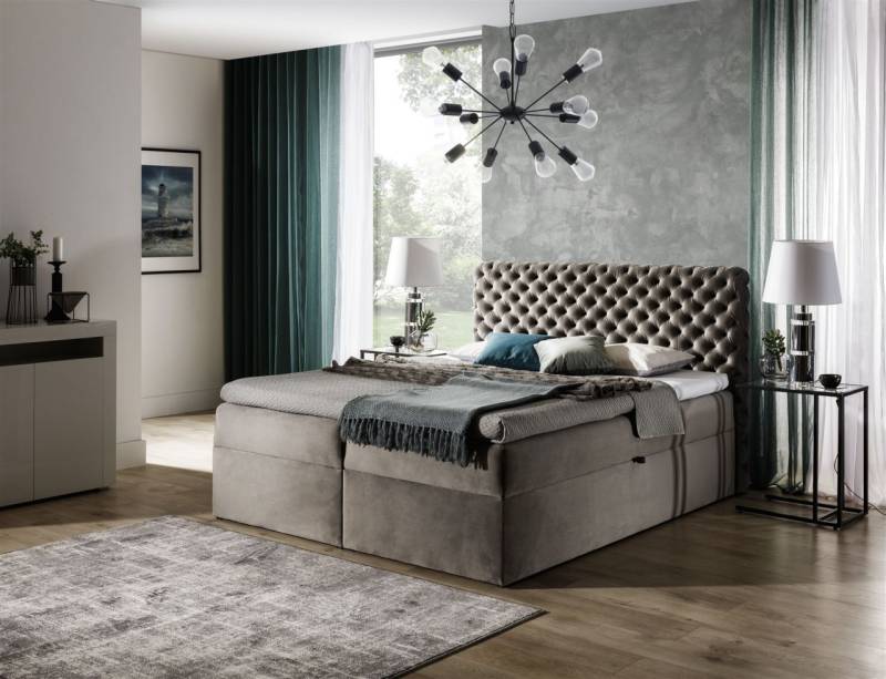 Boxspringbett Schlafzimmerbett WILLIAM 220x200cm in Stoff von Fun Moebel