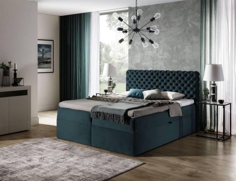 Boxspringbett Schlafzimmerbett WILLIAM 220x200cm in Stoff von Fun Moebel