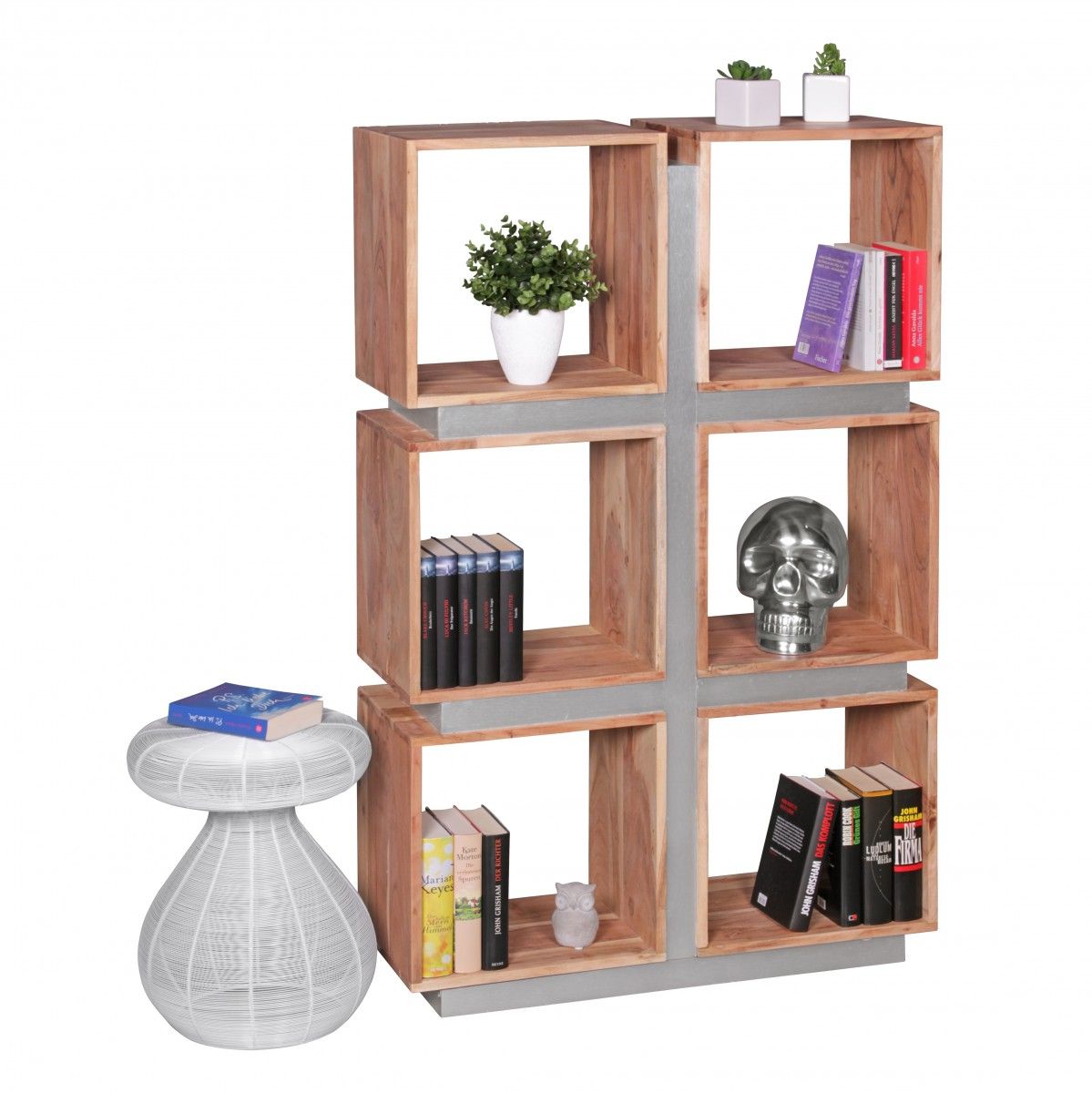 Bücherregal Regal Raumteiler NUKA 85x30x135 cm Holz Akazie Landhaus von Fun Möbel