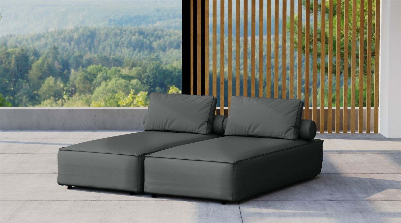 Chaiselongue Sezlong Liege 2er-Set SUMMER wetterfester Stoff NXL Anthrazit Chaiselongue Sezlong Liege 2er-Set SUMMER wetterfester Stoff NXL Anthrazit von Fun Möbel