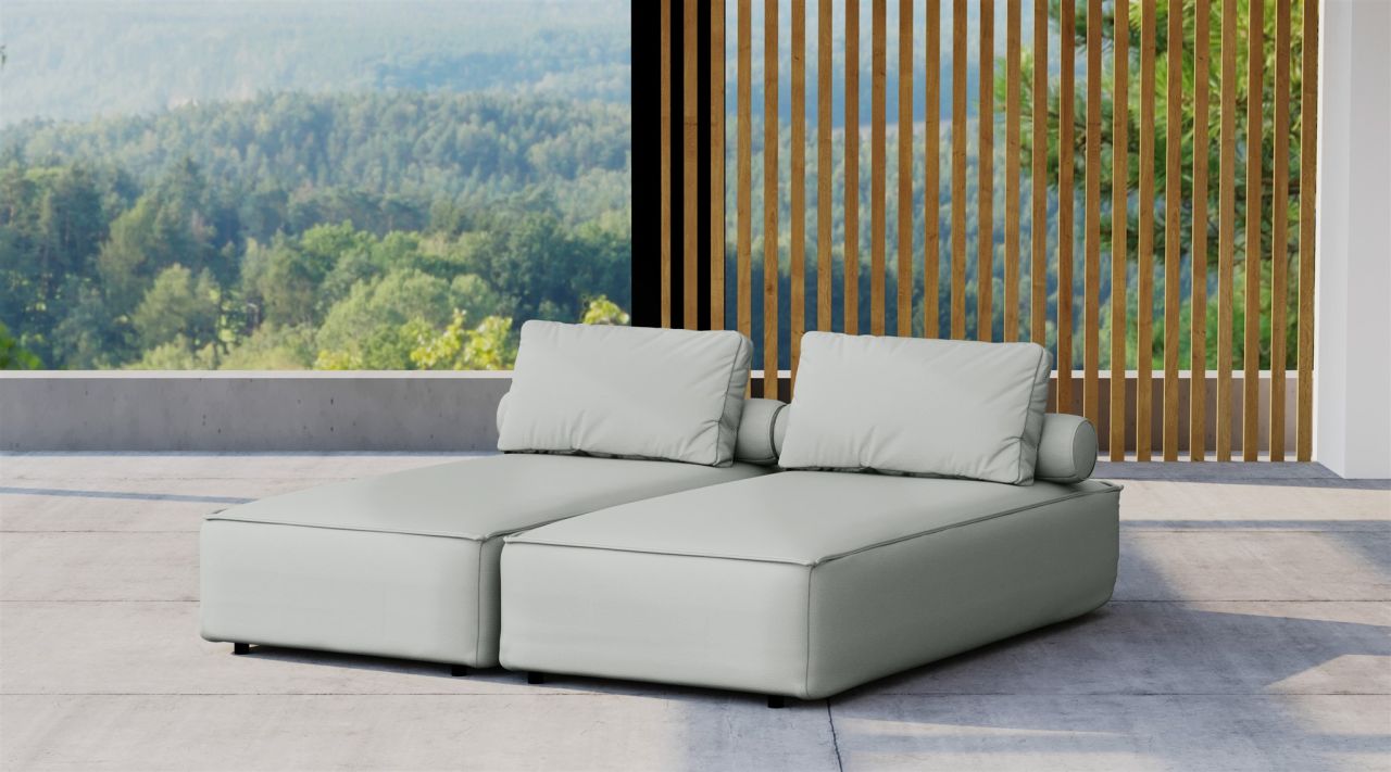 Chaiselongue Sezlong Liege 2er-Set SUMMER wetterfester Stoff NXL Hellgrau Chaiselongue Sezlong Liege 2er-Set SUMMER wetterfester Stoff NXL Hellgrau von Fun Möbel