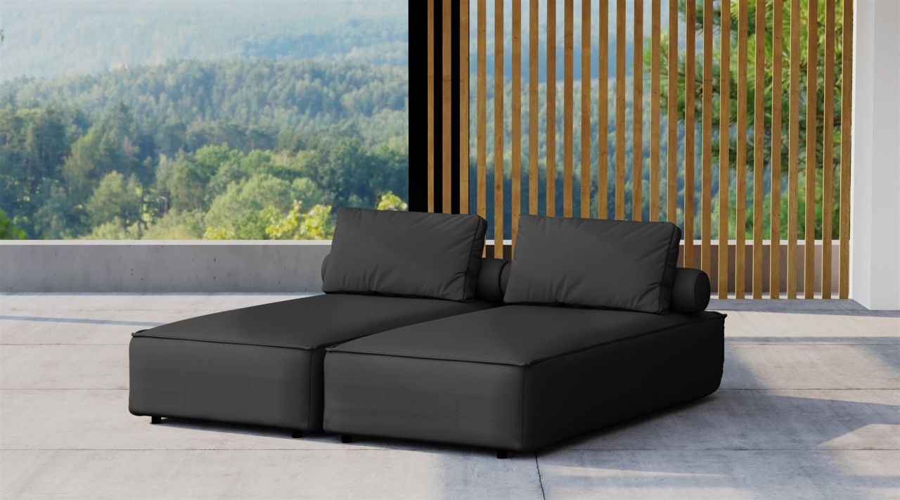 Chaiselongue Sezlong Liege 2er-Set SUMMER wetterfester Stoff NXL Schwarz von Fun Möbel