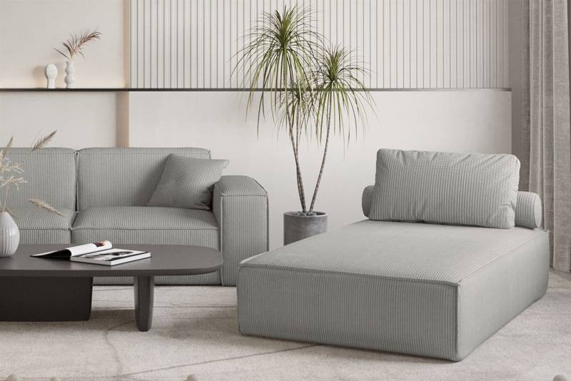 Chaiselongue Sezlong Liege CELES PREMIUM in Stoff Scala Grau von Fun Möbel