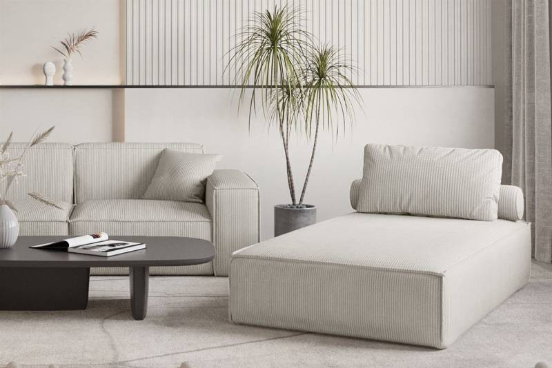 Chaiselongue Sezlong Liege CELES PREMIUM in Stoff Scala Sandgrau von Fun Möbel