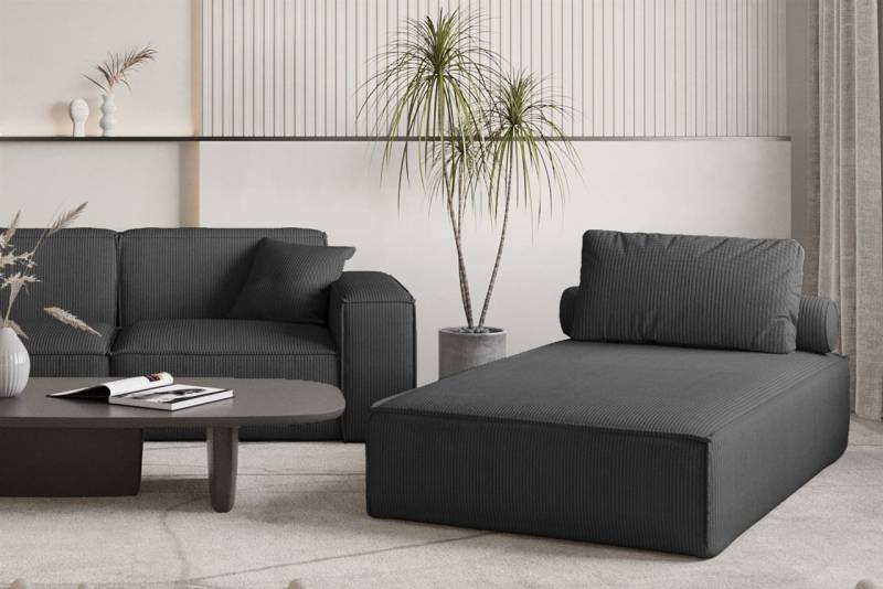 Chaiselongue Sezlong Liege CELES PREMIUM in Stoff Scala Schwarz von Fun Möbel