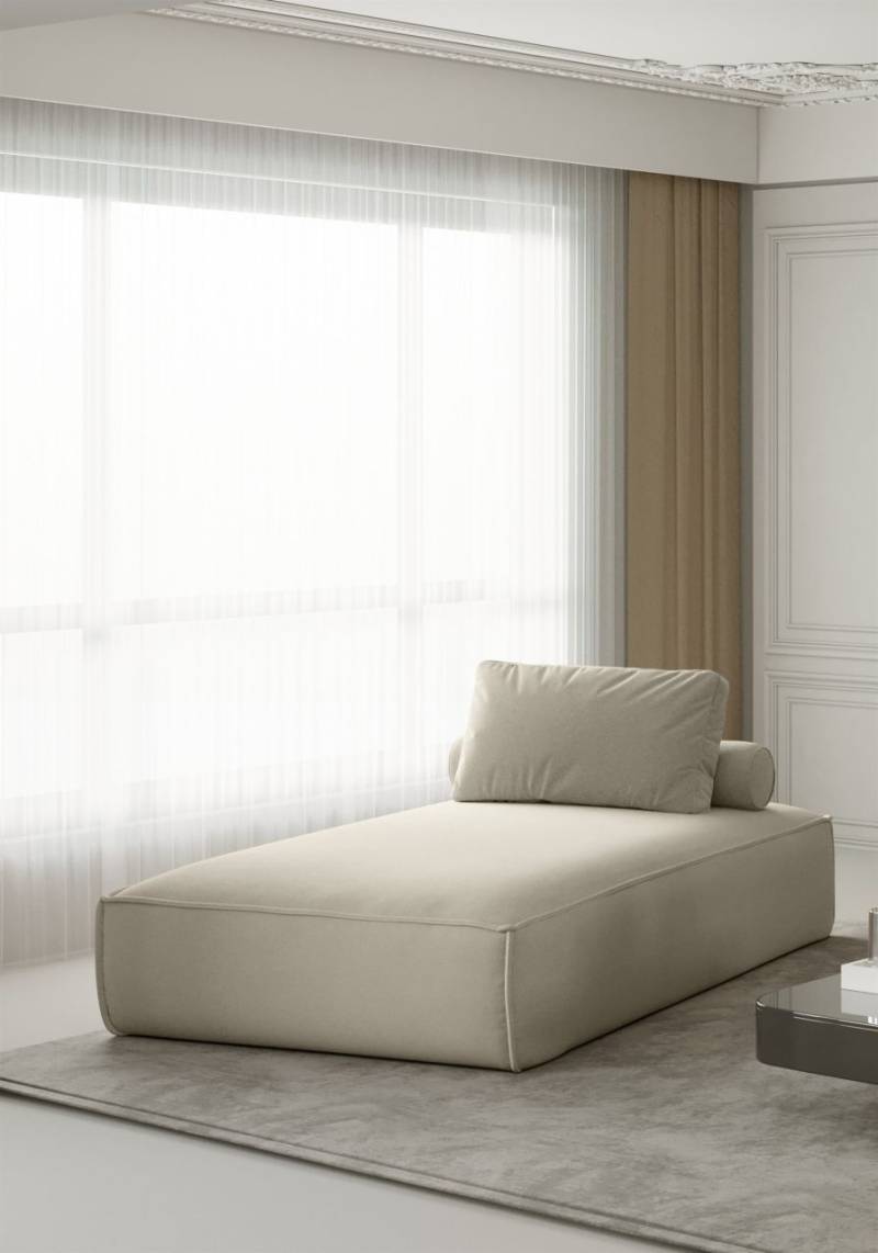 Chaiselongue Sezlong Liege CELES in Stoff Opera Velvet Beige von Fun Moebel