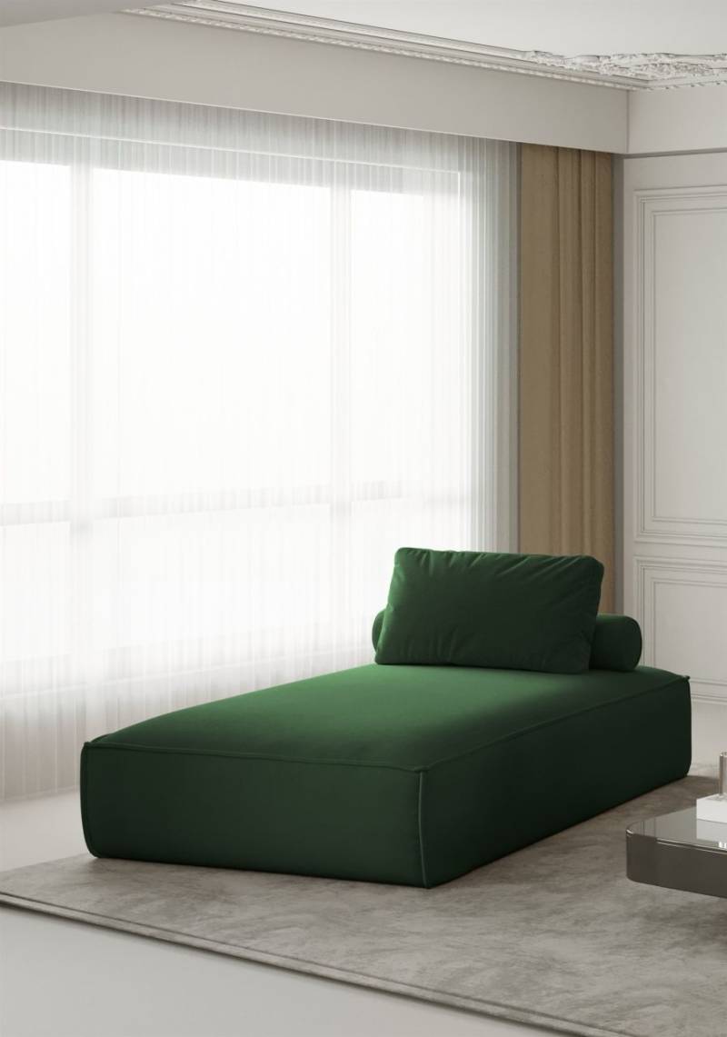 Chaiselongue Sezlong Liege CELES in Stoff Opera Velvet Grün von Fun Moebel