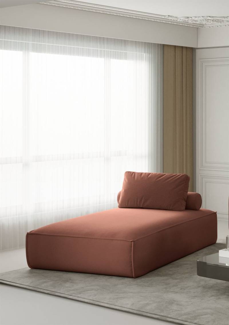 Chaiselongue Sezlong Liege CELES in Stoff Opera Velvet Kupferbraun von Fun Moebel