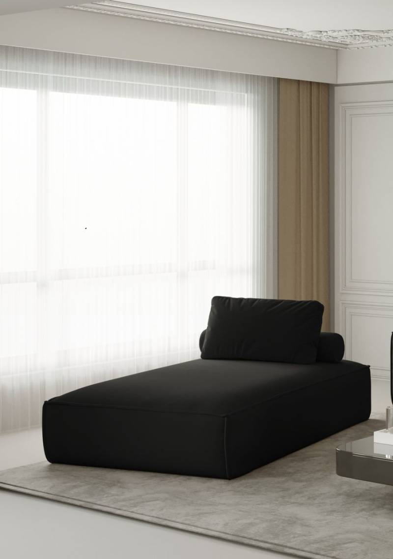 Chaiselongue Sezlong Liege CELES in Stoff Opera Velvet Schwarz von Fun Moebel