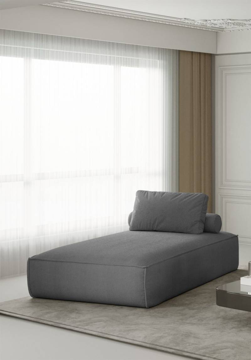 Chaiselongue Sezlong Liege CELES in Stoff Scala Aschgrau von Fun Moebel