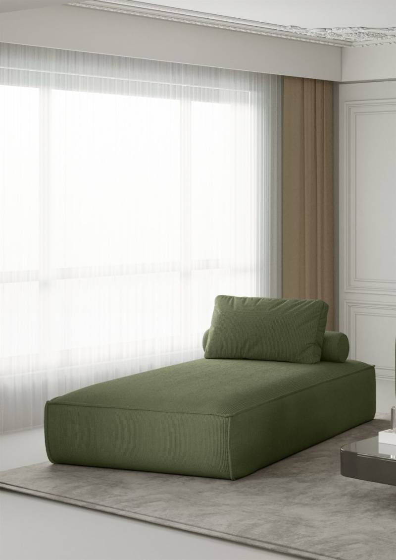 Chaiselongue Sezlong Liege CELES in Stoff Scala Olivgrün von Fun Moebel