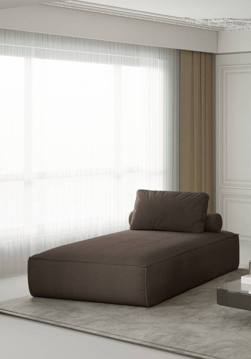 Chaiselongue Sezlong Liege CELES in Stoff Scala Schokoladenbraun von Fun Moebel