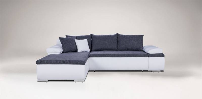 Couchgarnitur Camilla L-Form Kuntleder Weiss / Stoff Grau von Fun Moebel