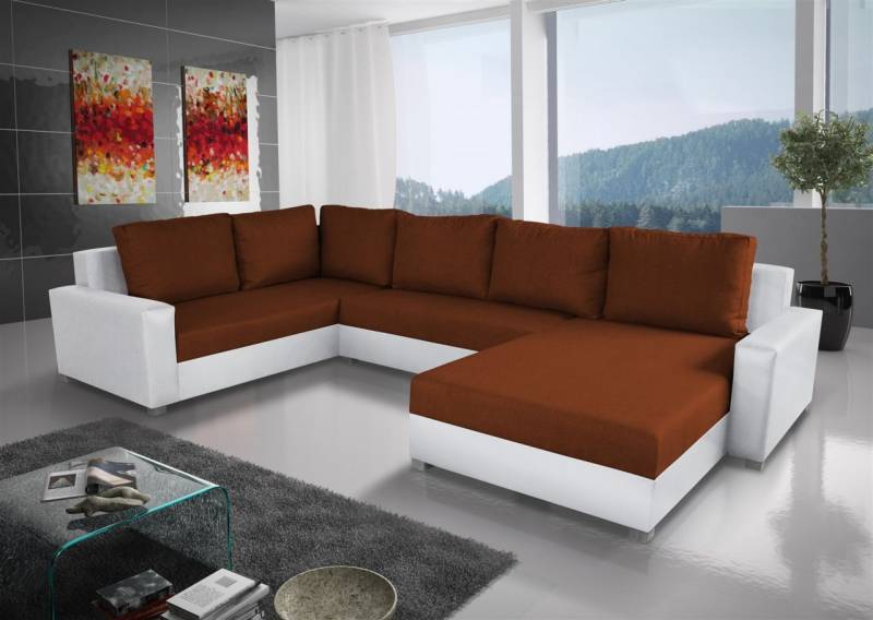 Couchgarnitur GRADO mit Schlaffunktion Otto.. Rechts Weiss/ Kupfer von Fun Moebel