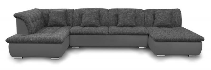 Couchgarnitur NICOLE ohne Schlaffunktion Ottomane Rechts Grau/Schwarz von Fun Moebel