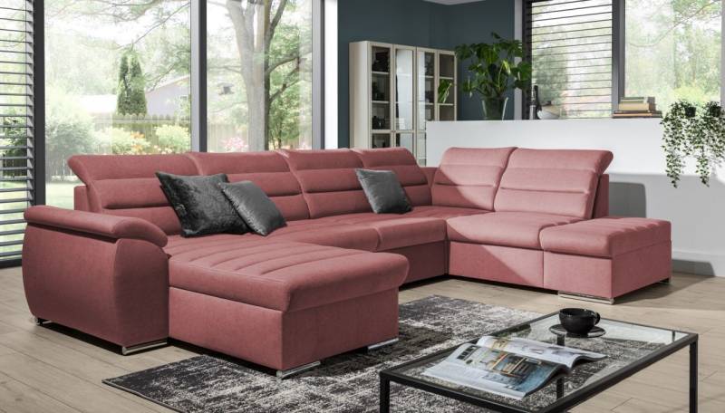 Couchgarnitur PASCARA U-Form mit Schlaffunktion-Altrosa /Otto.. Links von Fun Moebel