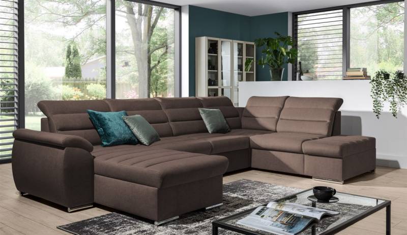 Couchgarnitur PASCARA U-Form mit Schlaffunktion-Braun /Otto.. Links von Fun Moebel