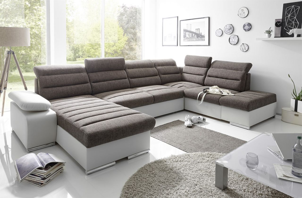 Couchgarnitur PASCARA U-Form mit Schlaffunktion-Grau /Ottomane Links Couchgarnitur PASCARA U-Form mit Schlaffunktion-Grau /Ottomane Links von Fun Moebel