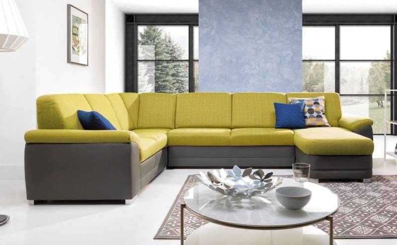 Couchgarnitur VINZENT mit Schlaffunktion Ottomane Rechts Grau/ Gelb Couchgarnitur VINZENT mit Schlaffunktion Ottomane Rechts Grau/ Gelb von Fun Moebel