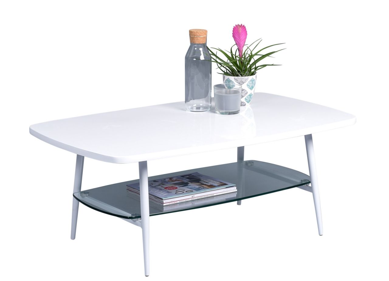 Couchtisch Beistelltisch ANNA 100x60 cm Dekor weiss matt von Fun Moebel