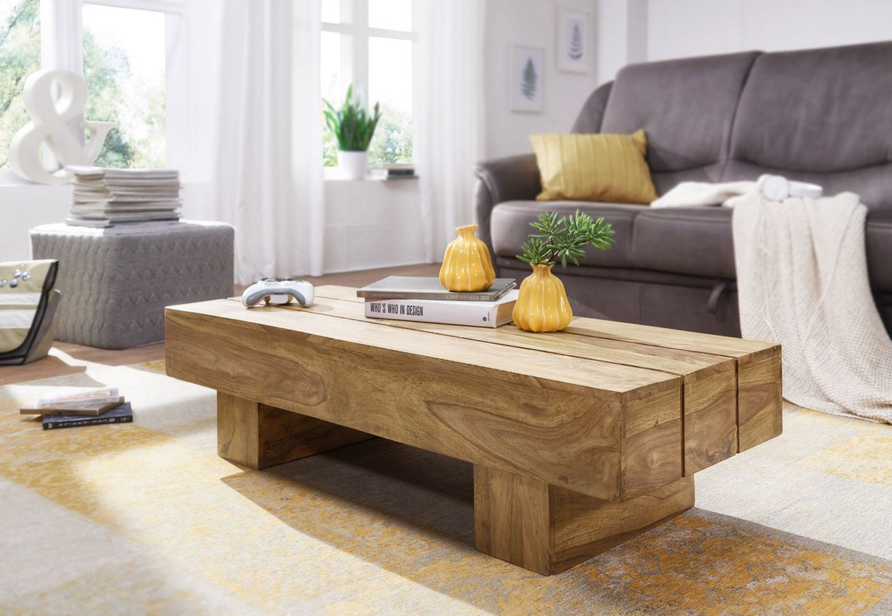 Couchtisch Massivholztisch ASMO 120x45x30 cm Holz Akazie von Fun Möbel